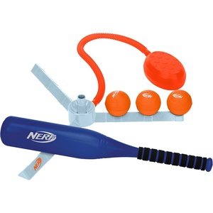 NERF AirTee Stomp Launcher Baseball Batting Tee Set – 21″ Bat