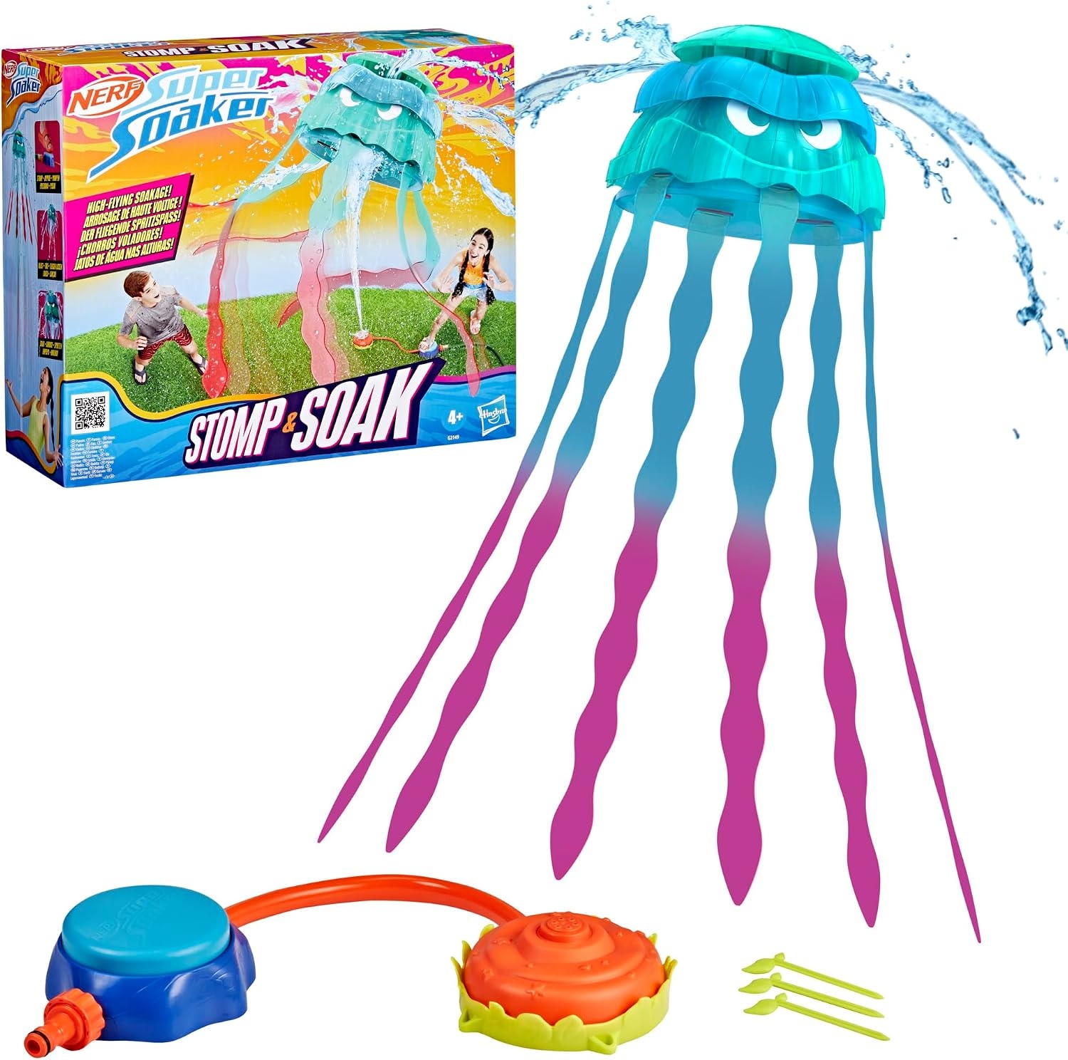 image:imageNerf Super Soaker Stomp amp Soak Water Toy Jellyfish Launches Into The Air amp Sprays Water Attaches to Garden Hose Kids Outdoor Sprinkler Toys amp Gifts Ages 4