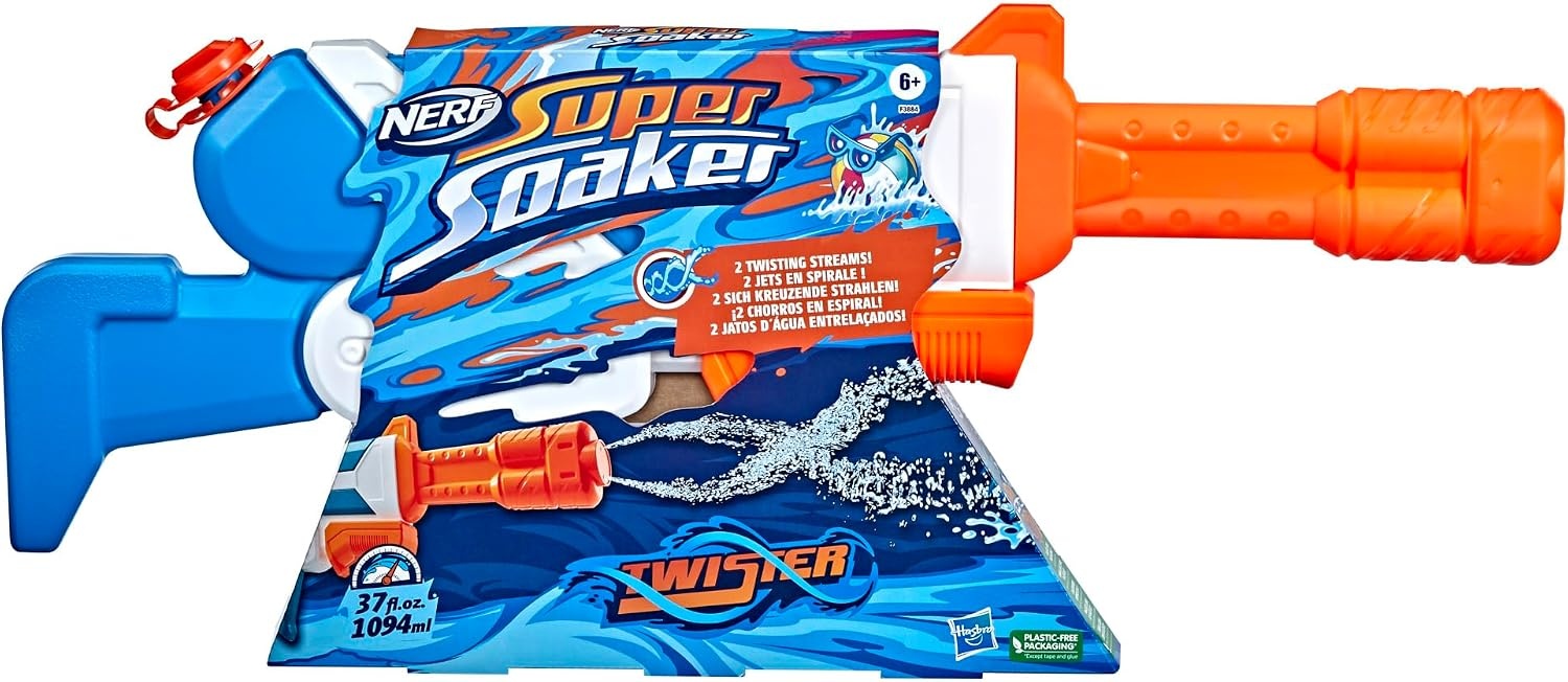 image:imageNerf Super Soaker Twister Water Blaster 2 Twisting Streams of Water Pump to Fire Outdoor WaterBlasting Fun for Kids Teens Adults