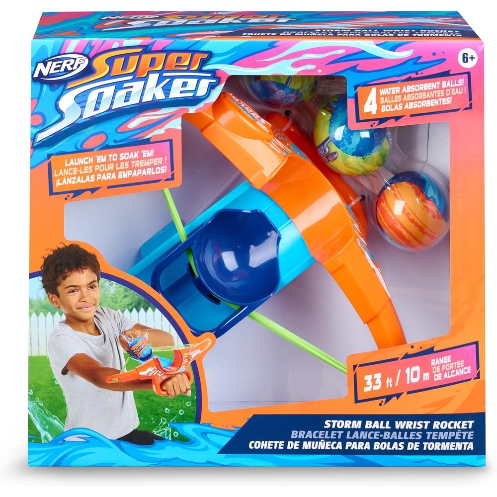 image:imageNerf Super Soaker Wrist Rocket Storm Ball Water Rocket Includes 4 Reusable Water Absorbent Balls