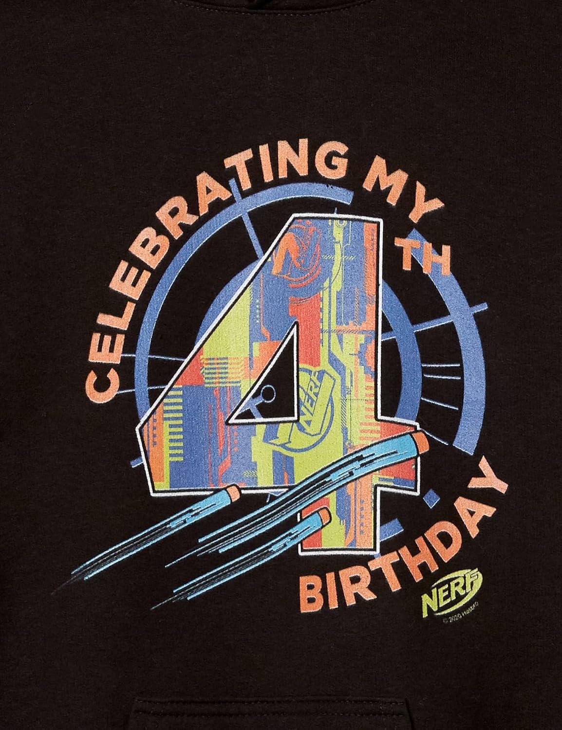 image:imageHasbro Boys Nerf Celebrating My 4th Birthday Boys Hooded Pullover FleeceBlack