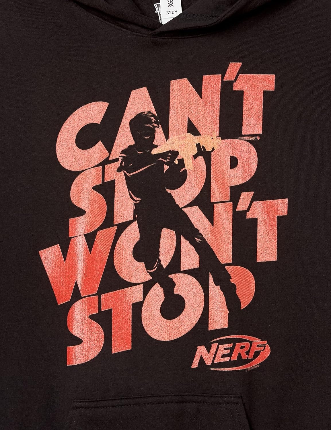 image:imageHasbro Boys Nerf Wont Stop Silhouette Boys Hooded Pullover FleeceBlack
