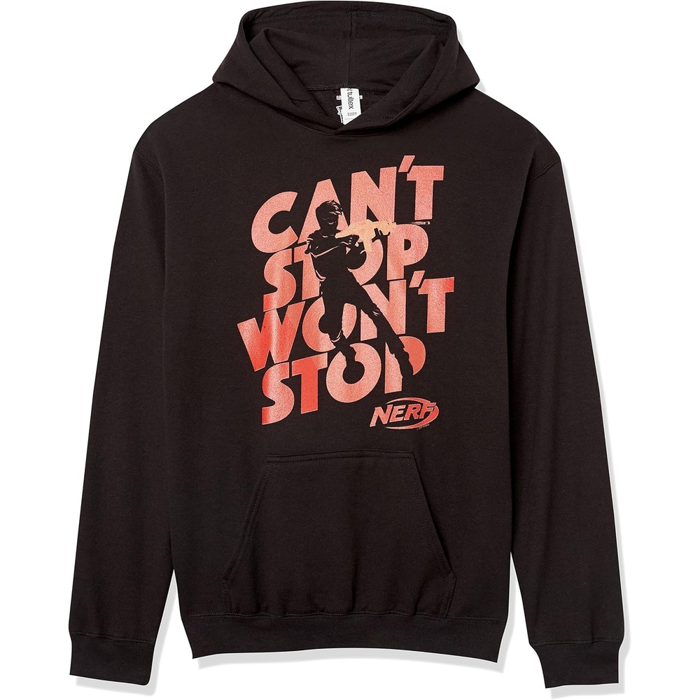 image:imageHasbro Boys Nerf Wont Stop Silhouette Boys Hooded Pullover FleeceBlack