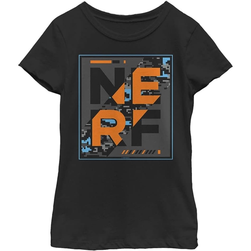 image:imageHasbro Girls Nerf Cammoed Girls Solid Crew TeeBlack
