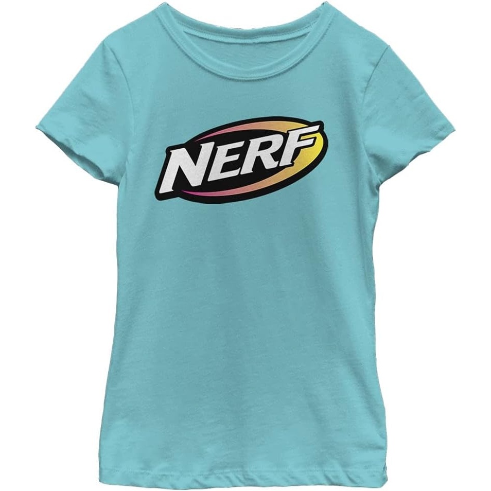 image:imageHasbro Girls Nerf Orange and Red Girls Solid Crew TeeTahiti Blue
