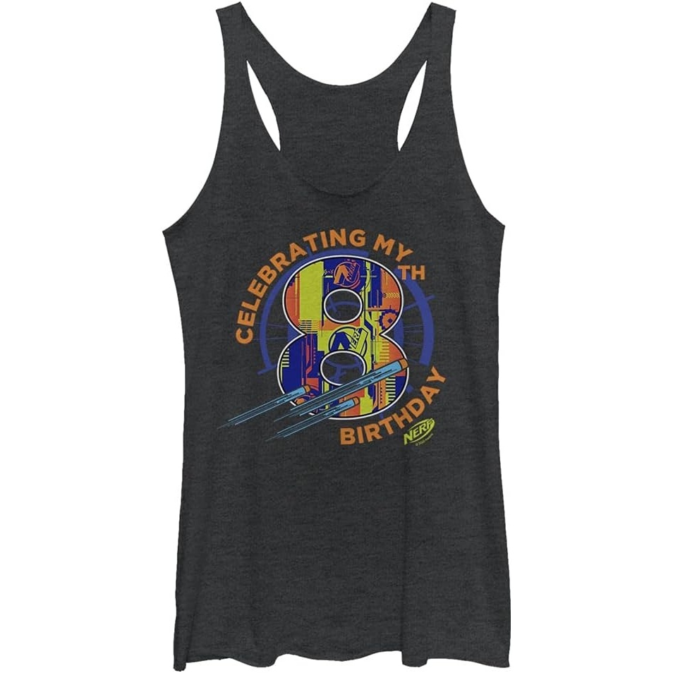 image:imageHasbro Womens Nerf Eighth Nerf Birthday TriBlend Racerback Layering TankBlack Heather
