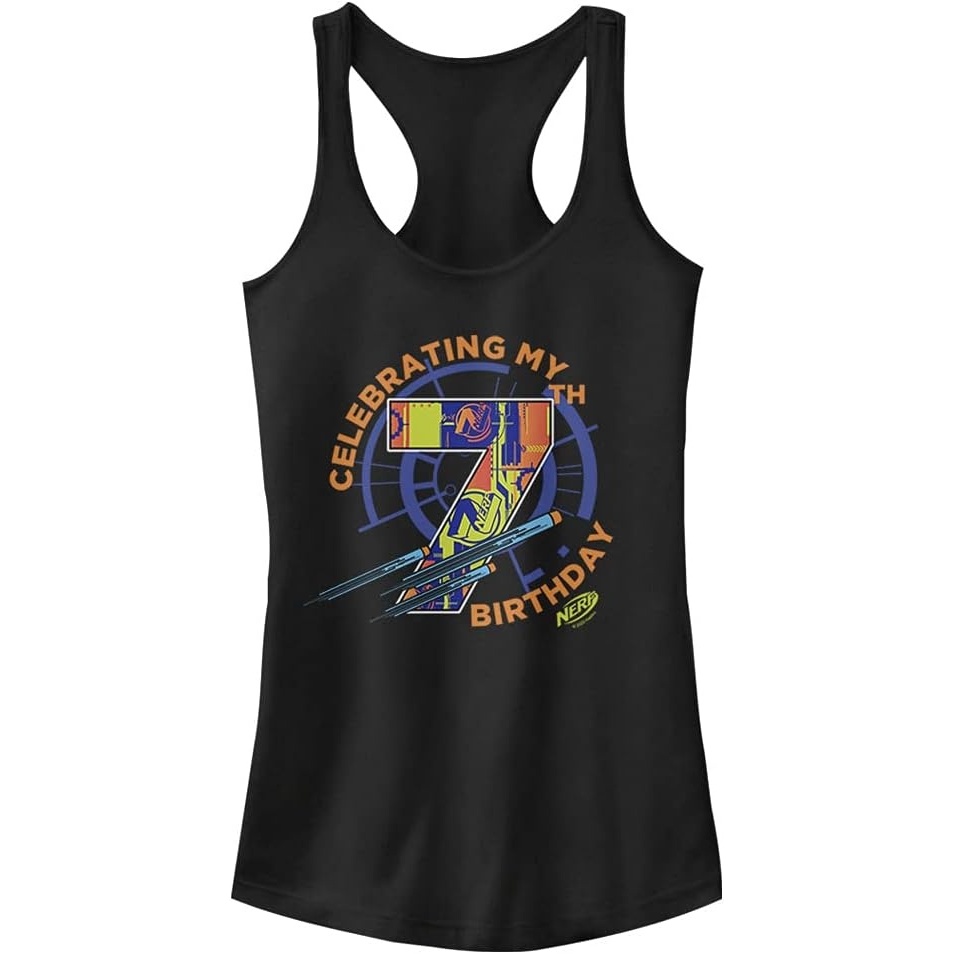 image:imageHasbro Womens Nerf Seventh Nerf Birthday Slim Fit Scoop Hem Racerback TankBlack