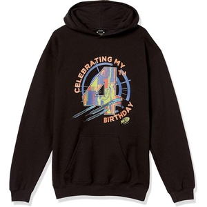 Hasbro Boys’ Nerf Celebrating My 4th Birthday Boy’s Hooded Pullover Fleece(Black)