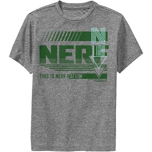 Hasbro Boys’ Nerf Nerf XL Nation Boy’s Performance Tee(Charcoal Heather)