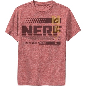 Hasbro Boys’ Nerf Nerf XL Nation Boy’s Performance Tee(Red Heather)