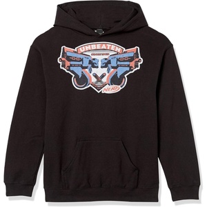 Hasbro Boys’ Nerf Unbeaten Badge Boy’s Hooded Pullover Fleece(Black)