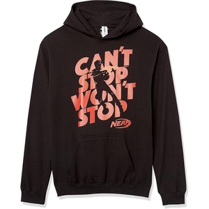 Hasbro Boys’ Nerf Wont Stop Silhouette Boy’s Hooded Pullover Fleece(Black)