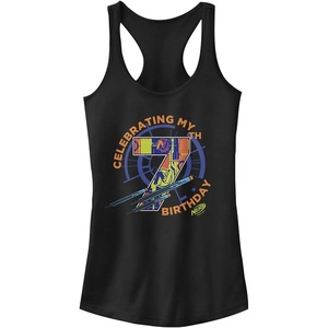 Hasbro Women’s Nerf Seventh Nerf Birthday Slim Fit, Scoop Hem Racerback Tank(Black)