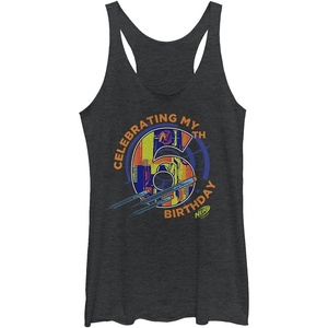 Hasbro Women’s Nerf Sixth Nerf Birthday Tri-Blend Racerback Layering Tank(Black Heather)