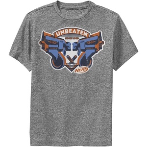 Hasbro boys Nerf Unbeaten Badge Boy’s Performance Tee T Shirt, Charcoal Heather, X-Large US