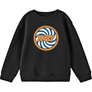 Nerf Twisted Background Crew Neck Long Sleeve Boy’s Black Sweatshirt(Black)