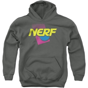 Trevco Nerf 90S Logo Unisex Youth Pull-Over Hoodie(Charcoal)