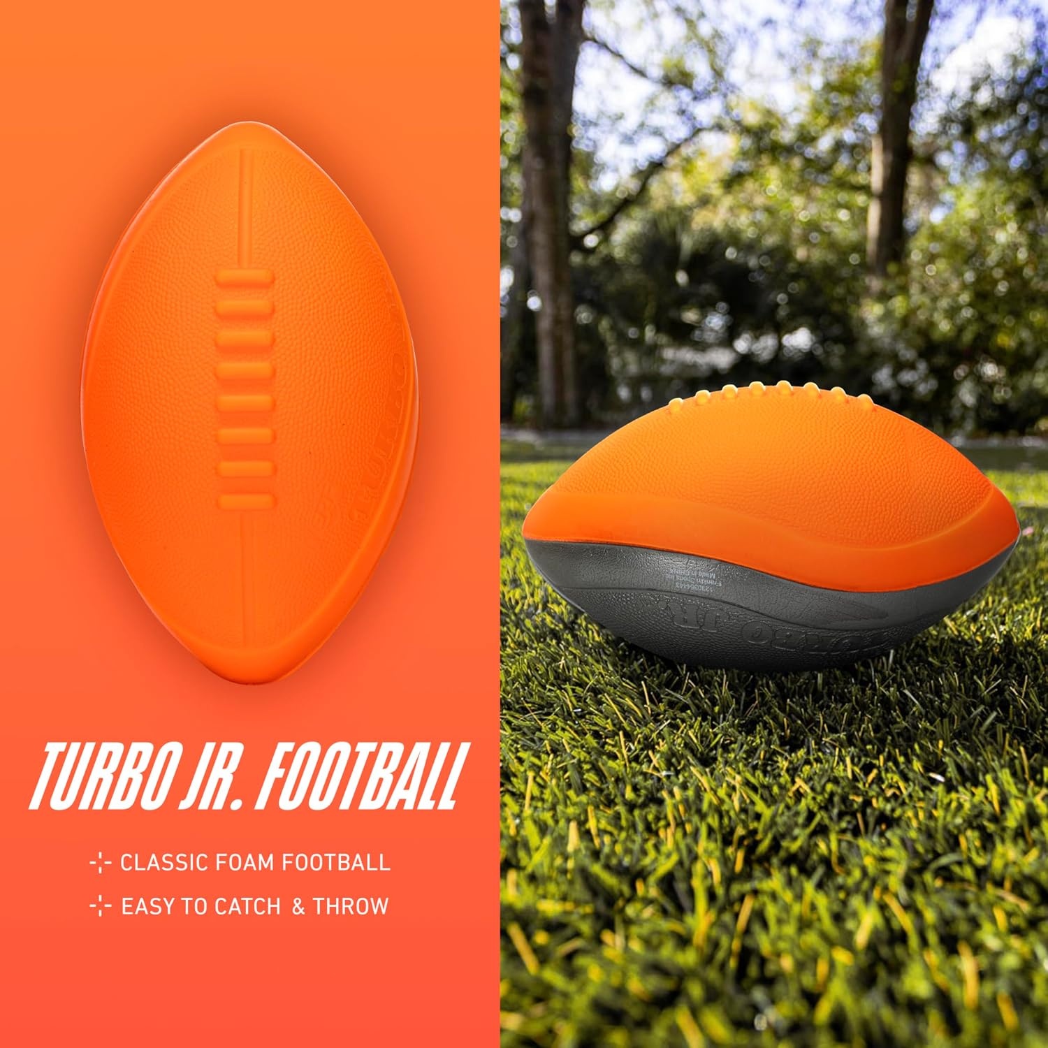 image:imageHasbro NERF Turbo Jr Kids Foam Football Classic Foam Football for Kids Indoor Outdoor Soft Foam Ball Kids Mini Soft Foam Ball NERF Toy Football for Kids Easy Throw Catch Youth Football