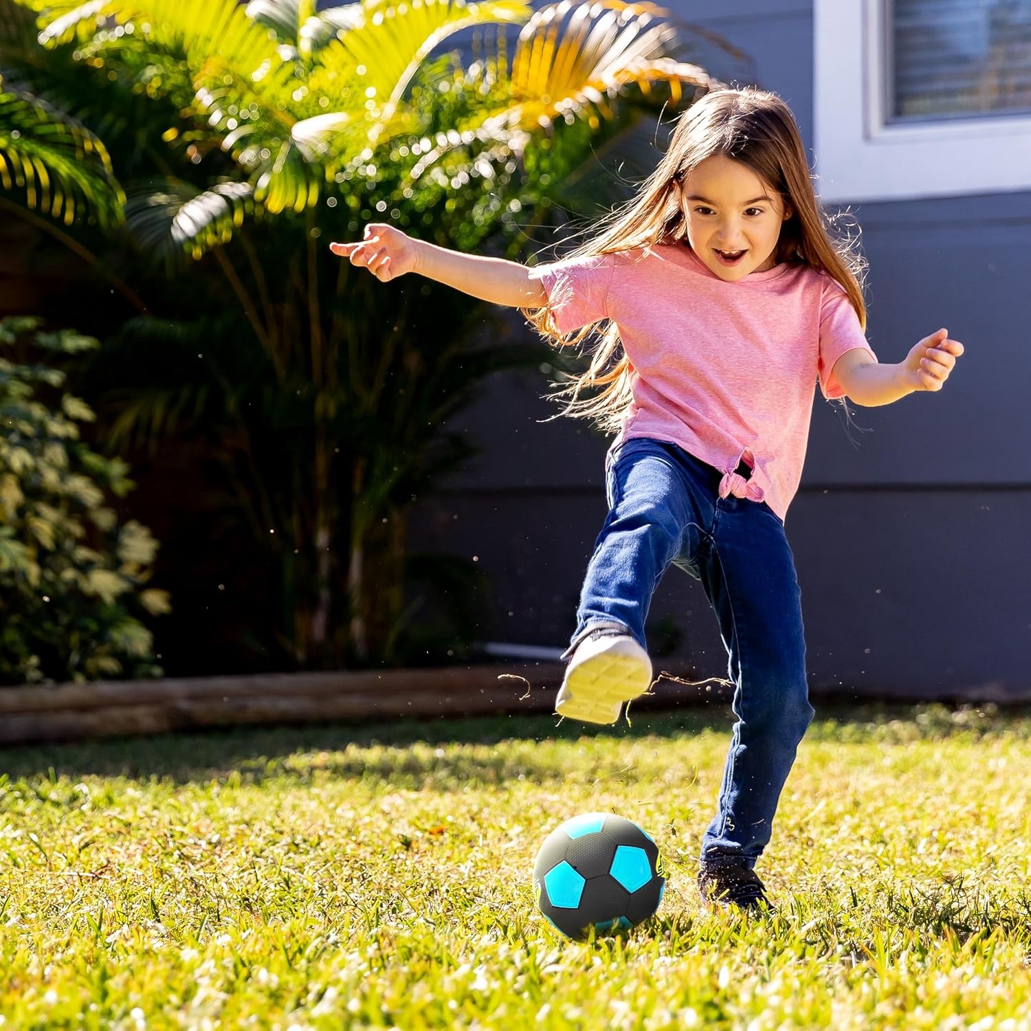 image:imageNERF Kids Mini Foam Soccer Ball Freestyle Soft Indoor Outdoor Youth Soccer Ball ExtraGrip Low Bounce NERF Foam 5 Inch Toy for Kids Black Blue