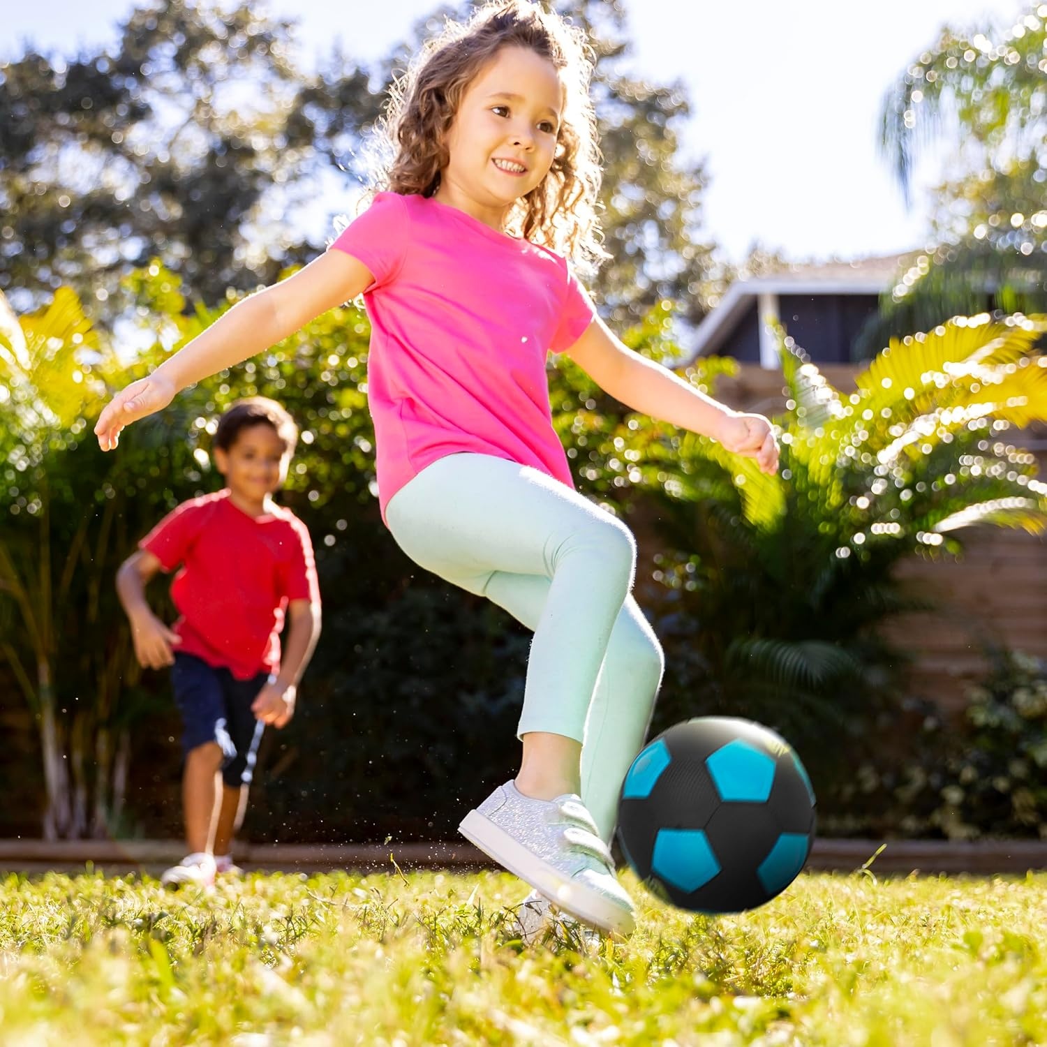 image:imageNERF Kids Mini Foam Soccer Ball Freestyle Soft Indoor Outdoor Youth Soccer Ball ExtraGrip Low Bounce NERF Foam 5 Inch Toy for Kids Black Blue