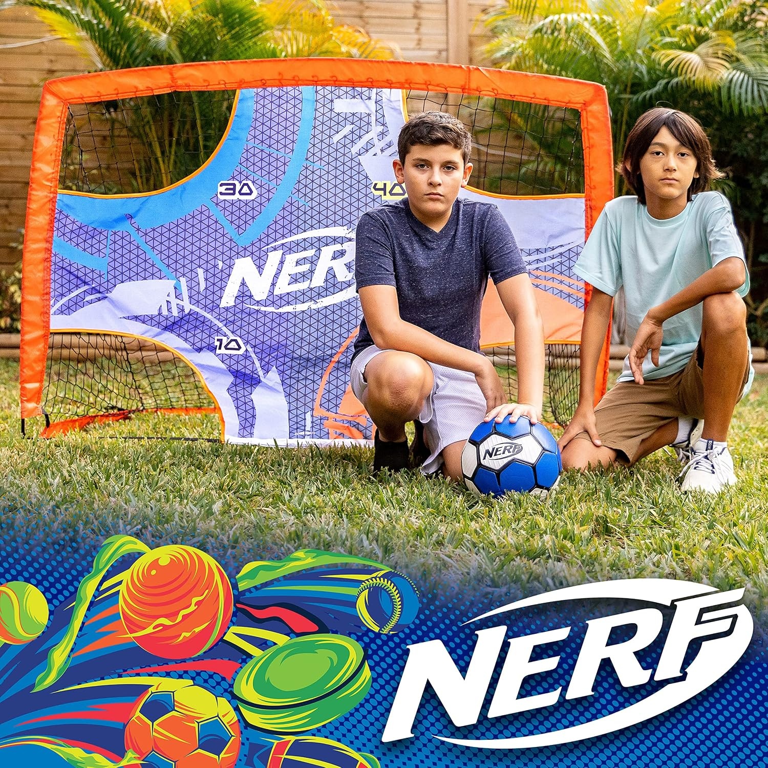 image:imageNERF Kids Mini Soccer Goal Shooting Target Proshot Portable Pop Up Soccer Goal with Built in Target 2 in 1 Goal