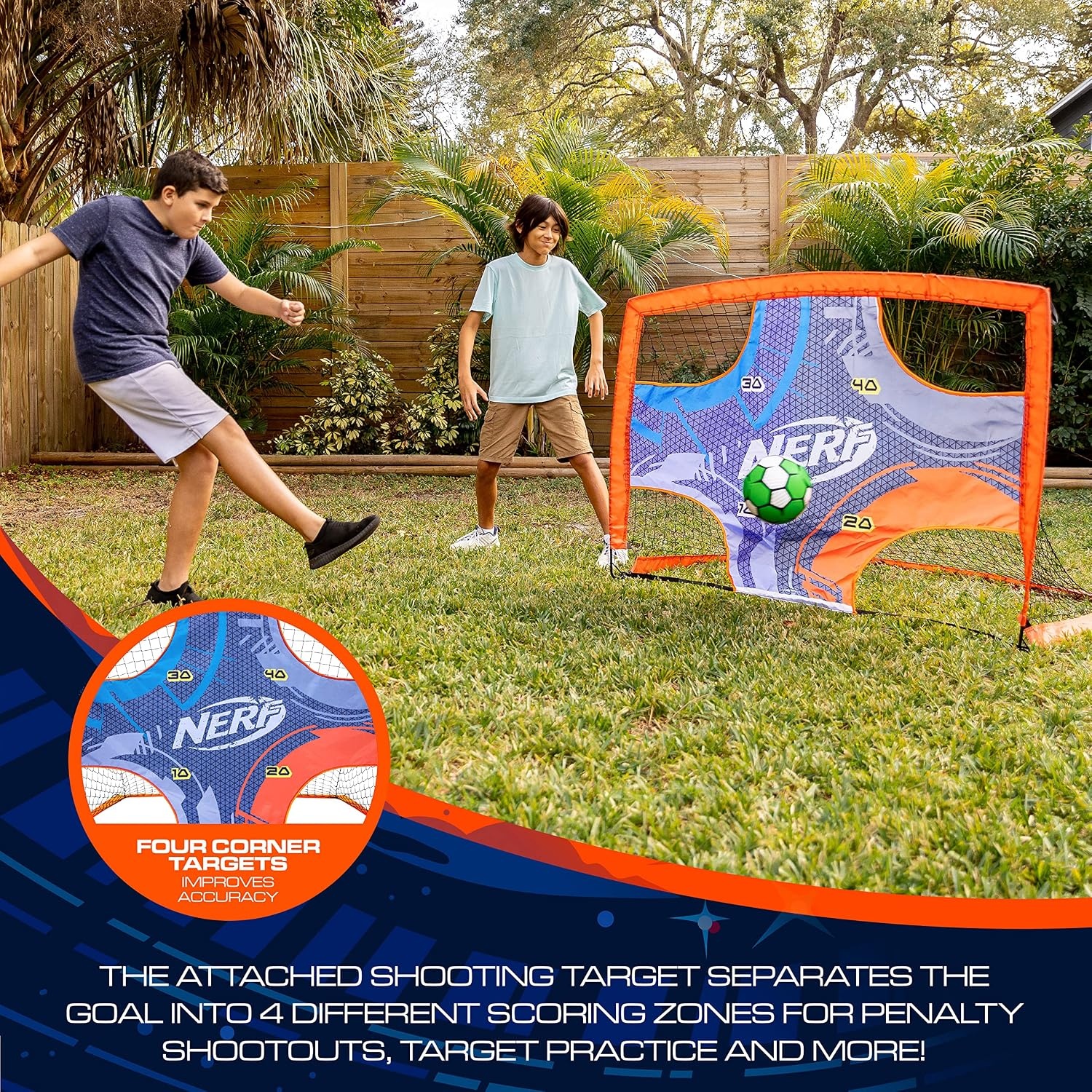 image:imageNERF Kids Mini Soccer Goal Shooting Target Proshot Portable Pop Up Soccer Goal with Built in Target 2 in 1 Goal