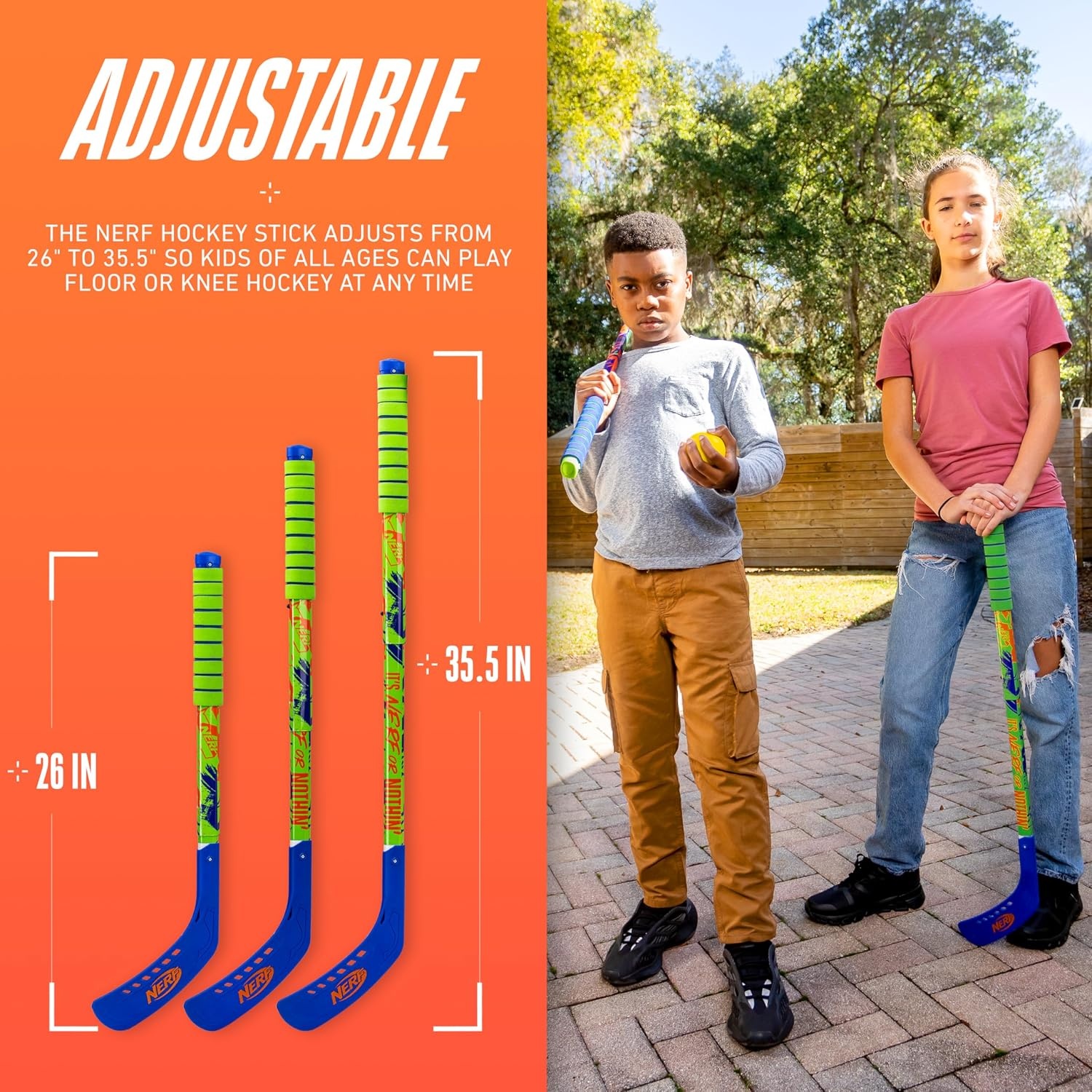 image:imageNERF Proshot Hockey Sticks Ball Set Knee Floor Play 2 Player