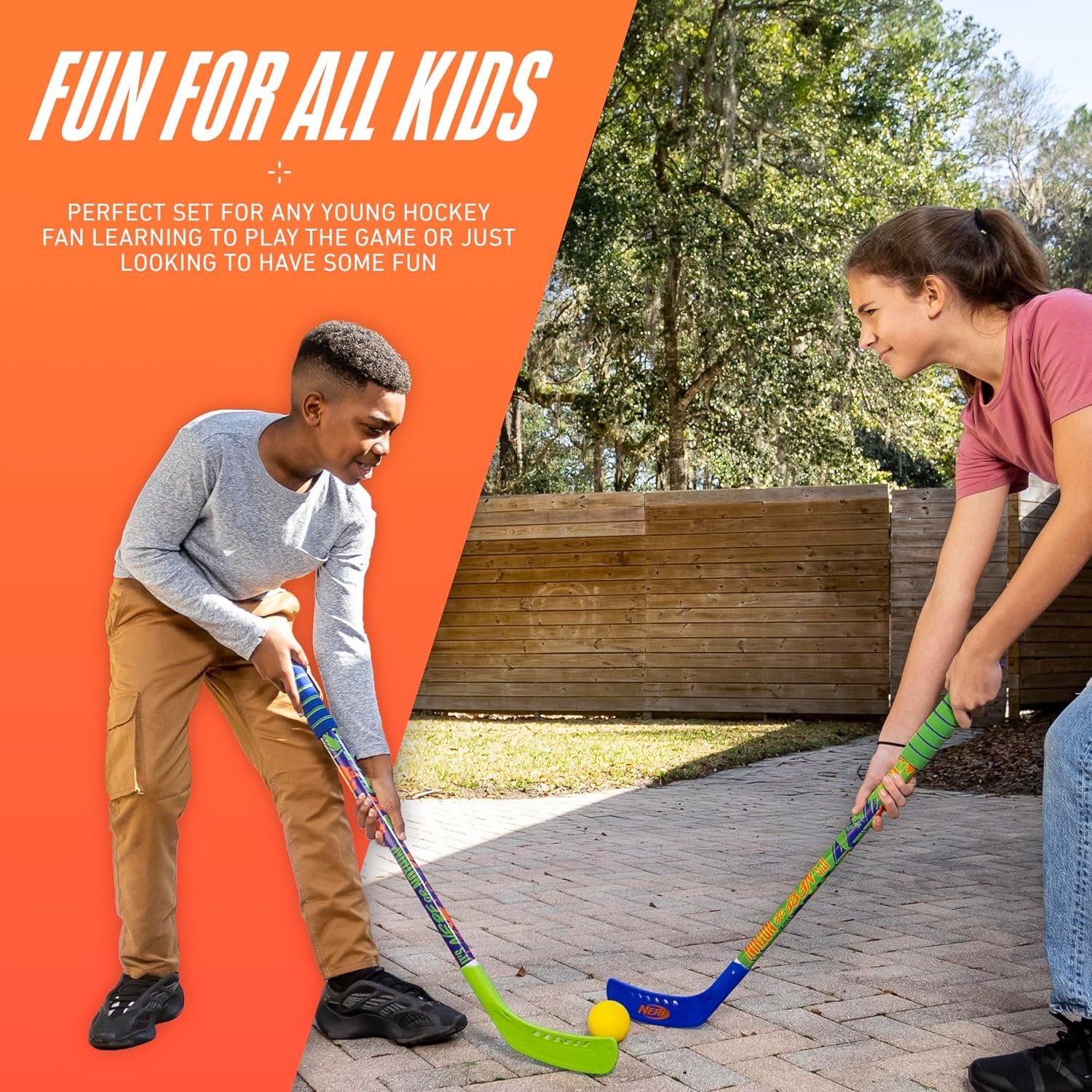 image:imageNERF Proshot Hockey Sticks Ball Set Knee Floor Play 2 Player
