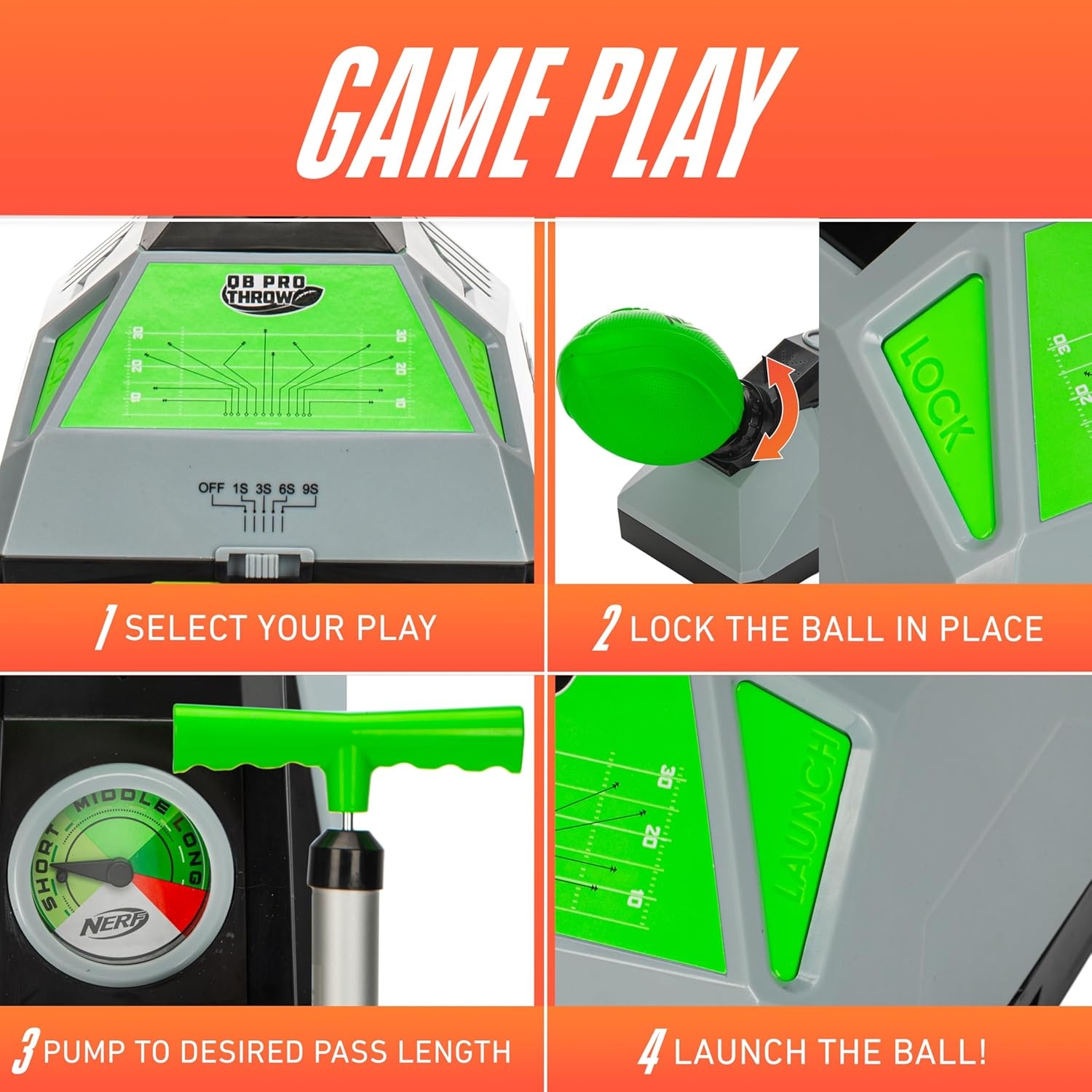 image:imageNerf QB Pro Throw Football Passer 85 Youth Launcher