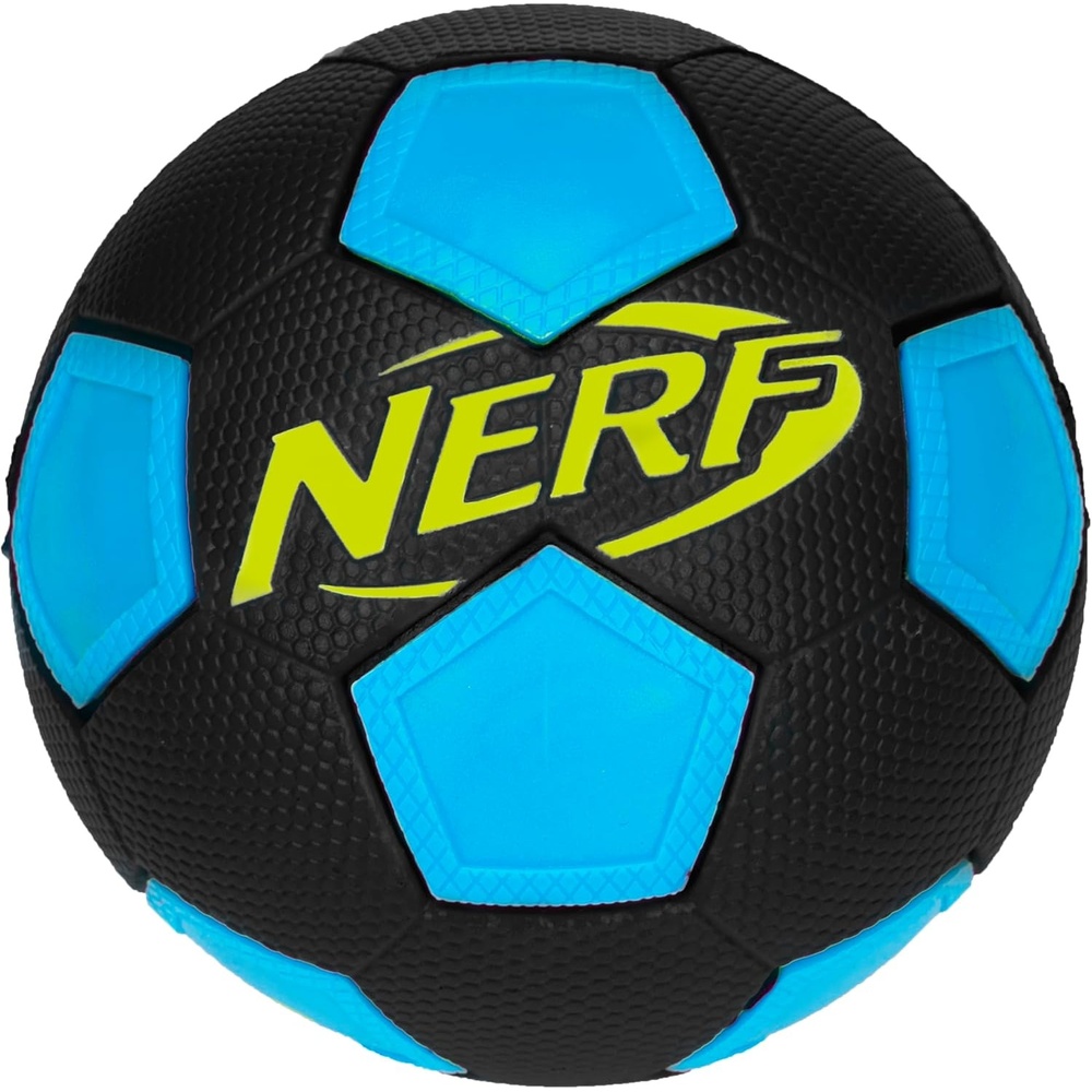 image:imageNERF Kids Mini Foam Soccer Ball  Freestyle Soft Indoor  Outdoor Youth Soccer Ball  ExtraGrip  Low Bounce NERF Foam  5 Inch Toy for Kids  Black  Blue