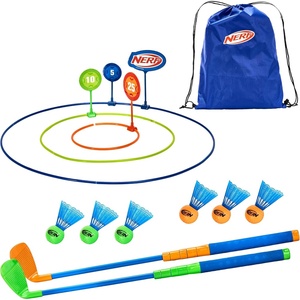 NERF Birdie Shot Chipping Golf Game – Clubs + Scoring Rings Set