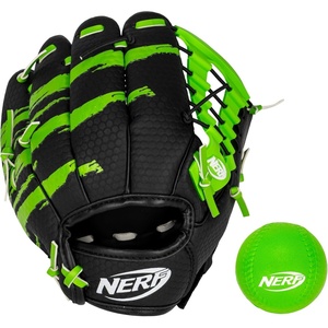 NERF Proshot Kids Teeball Glove + Ball Set – Youth Baseball Glove + Foam Ball – Boys + Girls Teeball Mitt Set – Adjustable Fit for Kids – Right Hand Throw – 8.5″