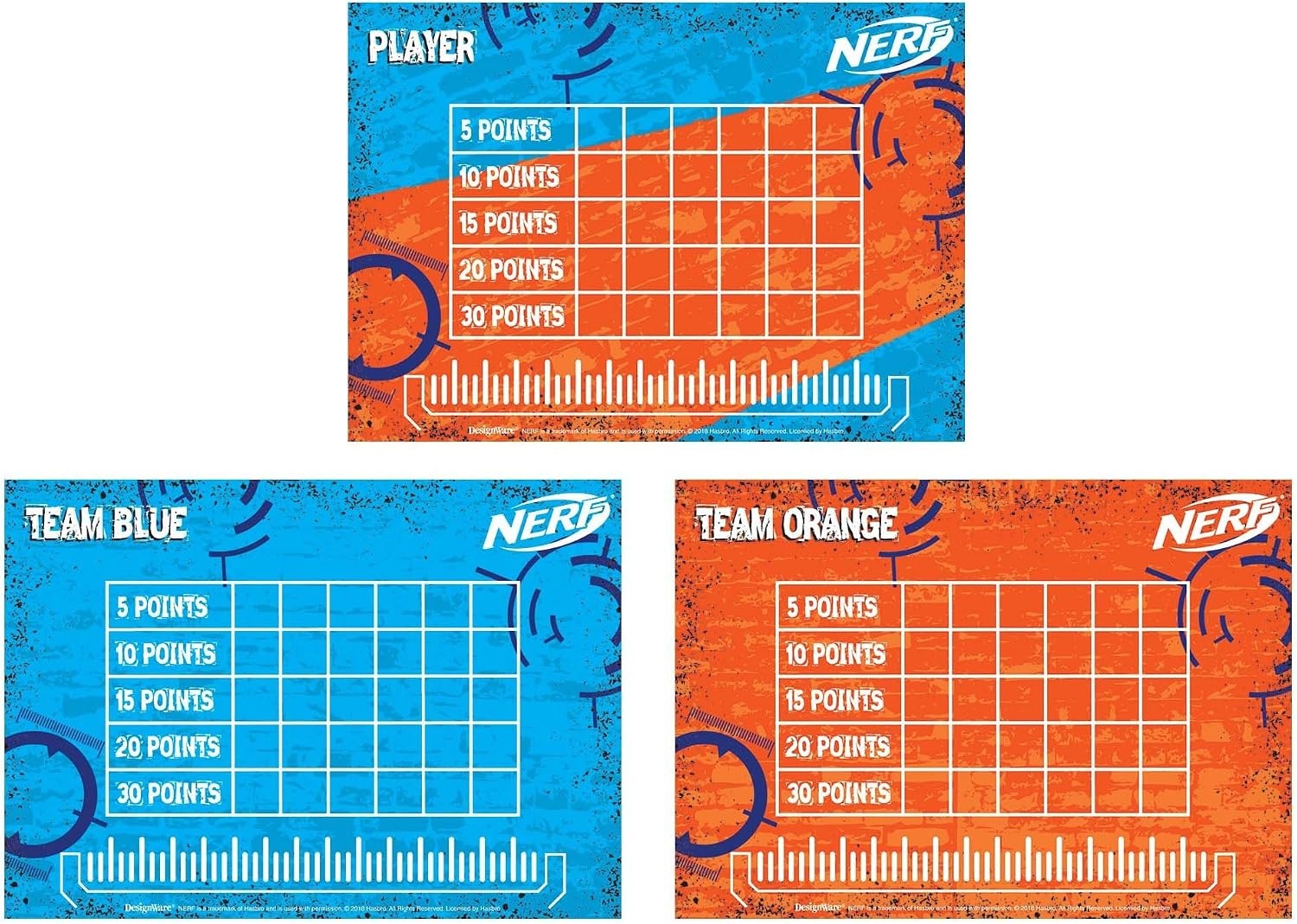 image:imageAmscan Nerf Score Cards 7 x 5 Pack of 24 Orange and Blue