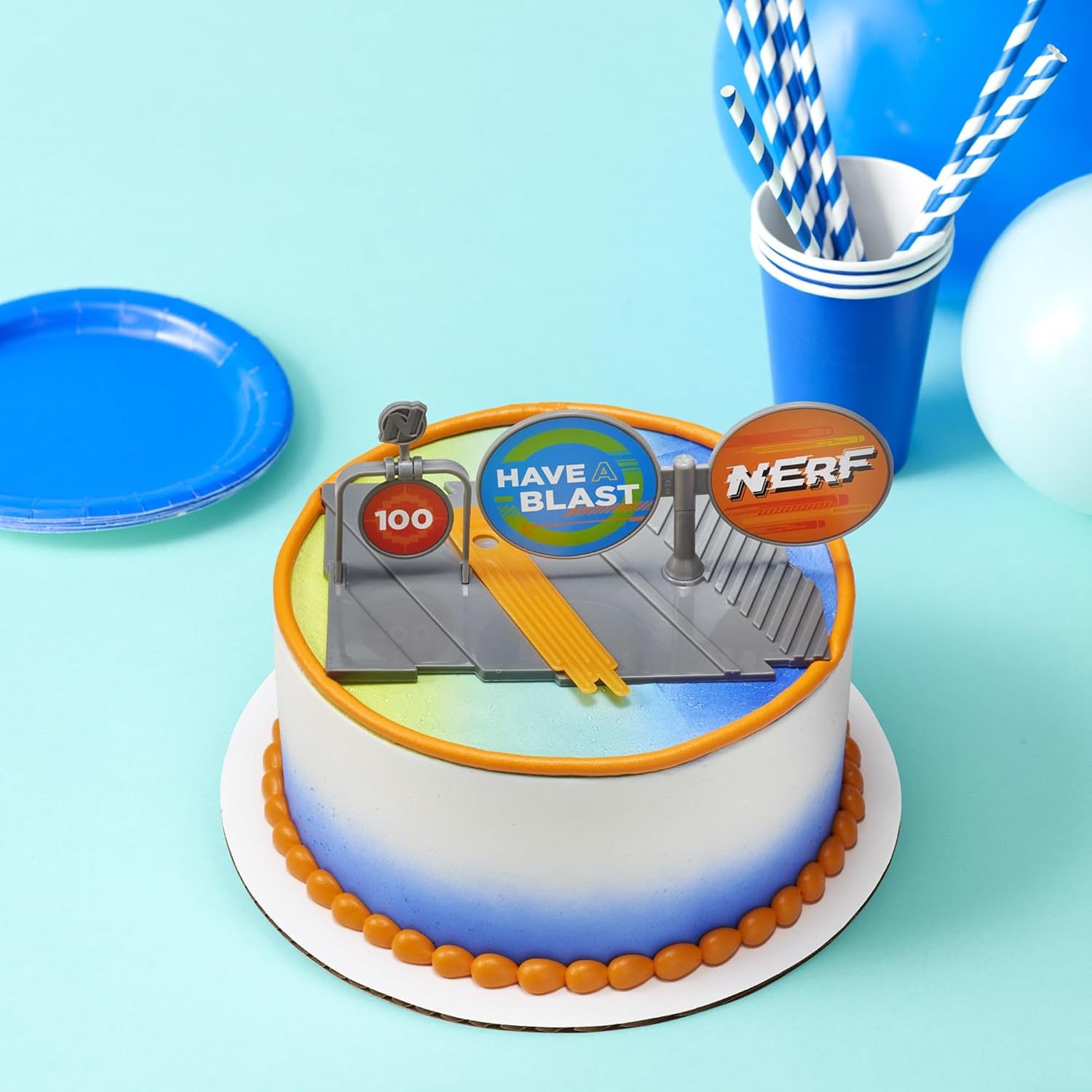 image:imageDecoSet This Is Nerf Nation Cake Topper Reusable Decorations for Fun After the Birthday Party