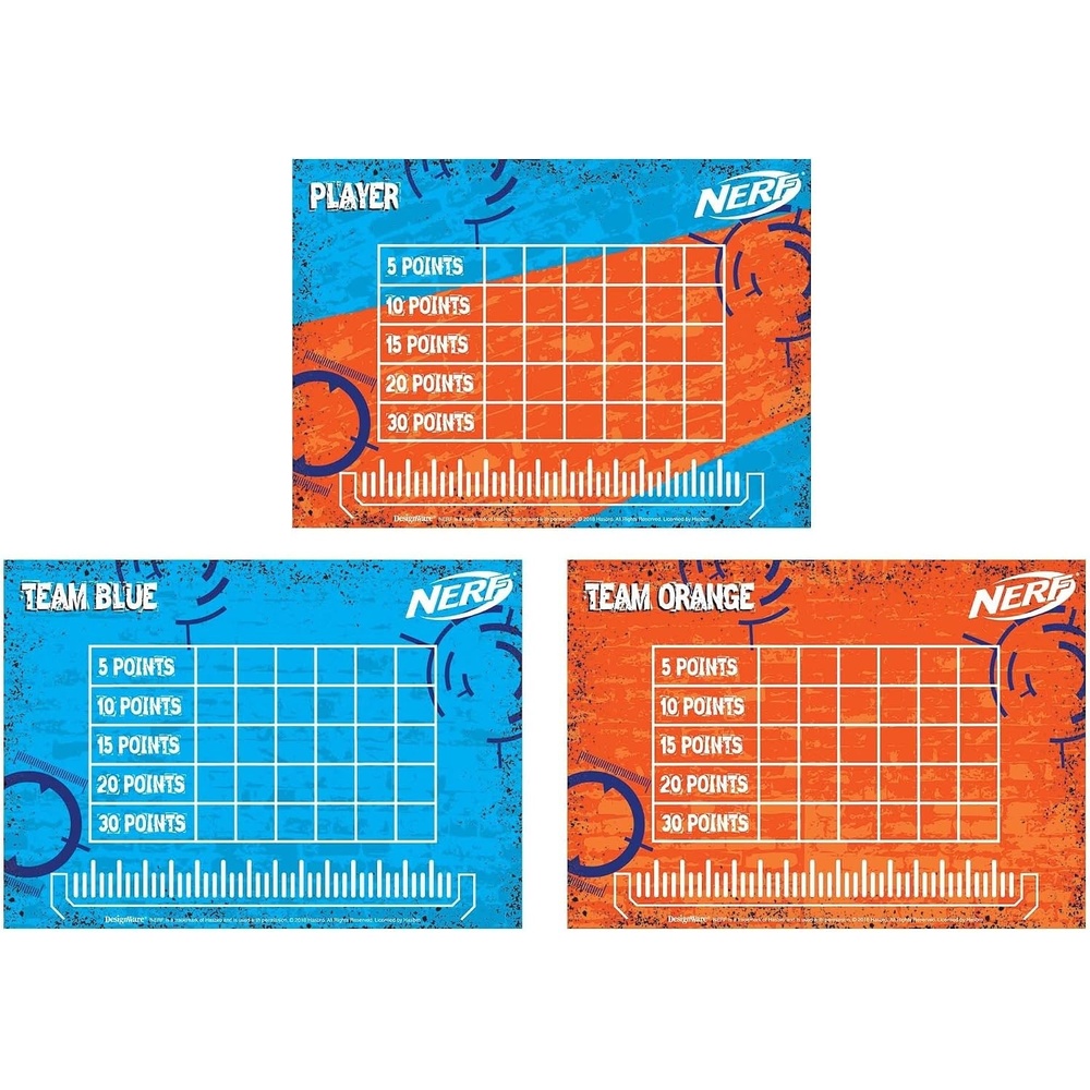 image:imageAmscan Nerf Score Cards 7 x 5 Pack of 24 Orange and Blue