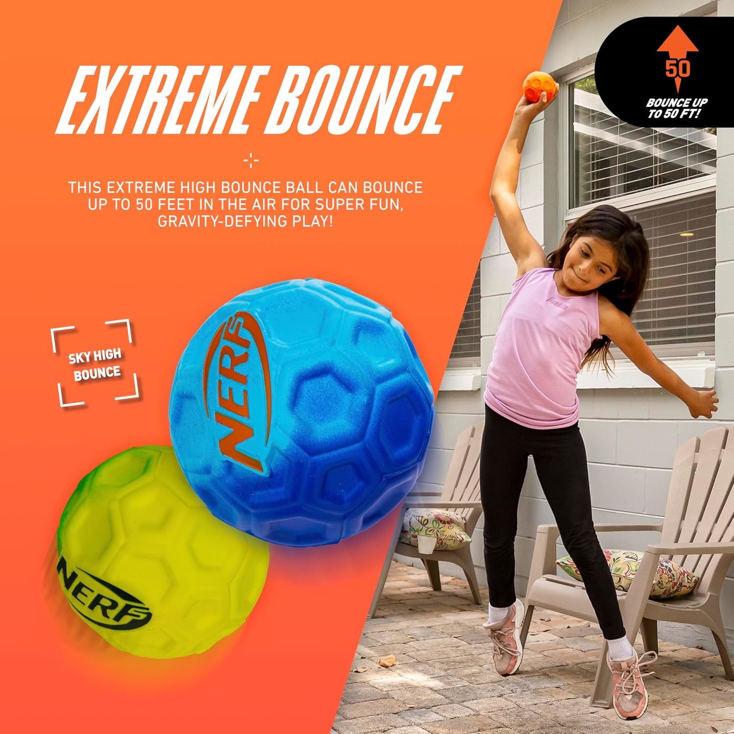 image:imageNERF Extreme High Bounce Ball Durable Kids Toy Multicolor