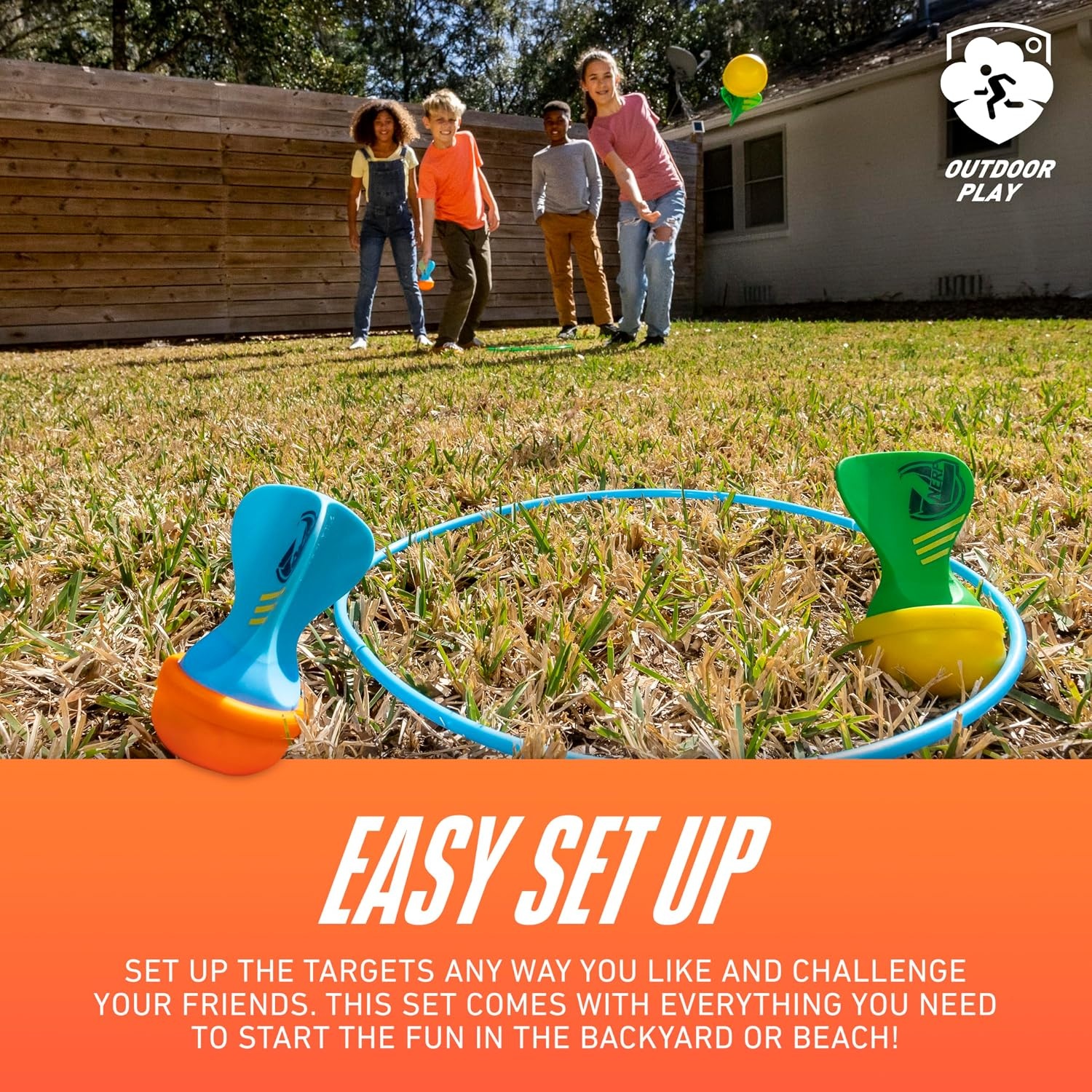 image:imageNERF Soft Tip Lawn Darts Fun Outdoor Family Yard Game Adults Kids Outdoor Games Perfect for Camping Backyard Outdoors Includes 4 NERF Soft Tipped Lawn Darts 2 Targets