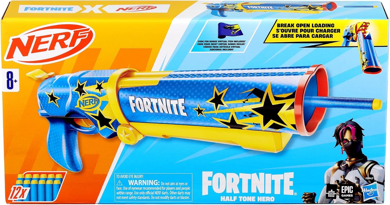 image:imageNerf Fortnite Half Tone Hero Blaster Bonus Code to Unlock Half Tone Hero Wrap in The Game Break Open Loading 12 Nerf Elite Darts Fortnite Gifts Amazon Exclusive