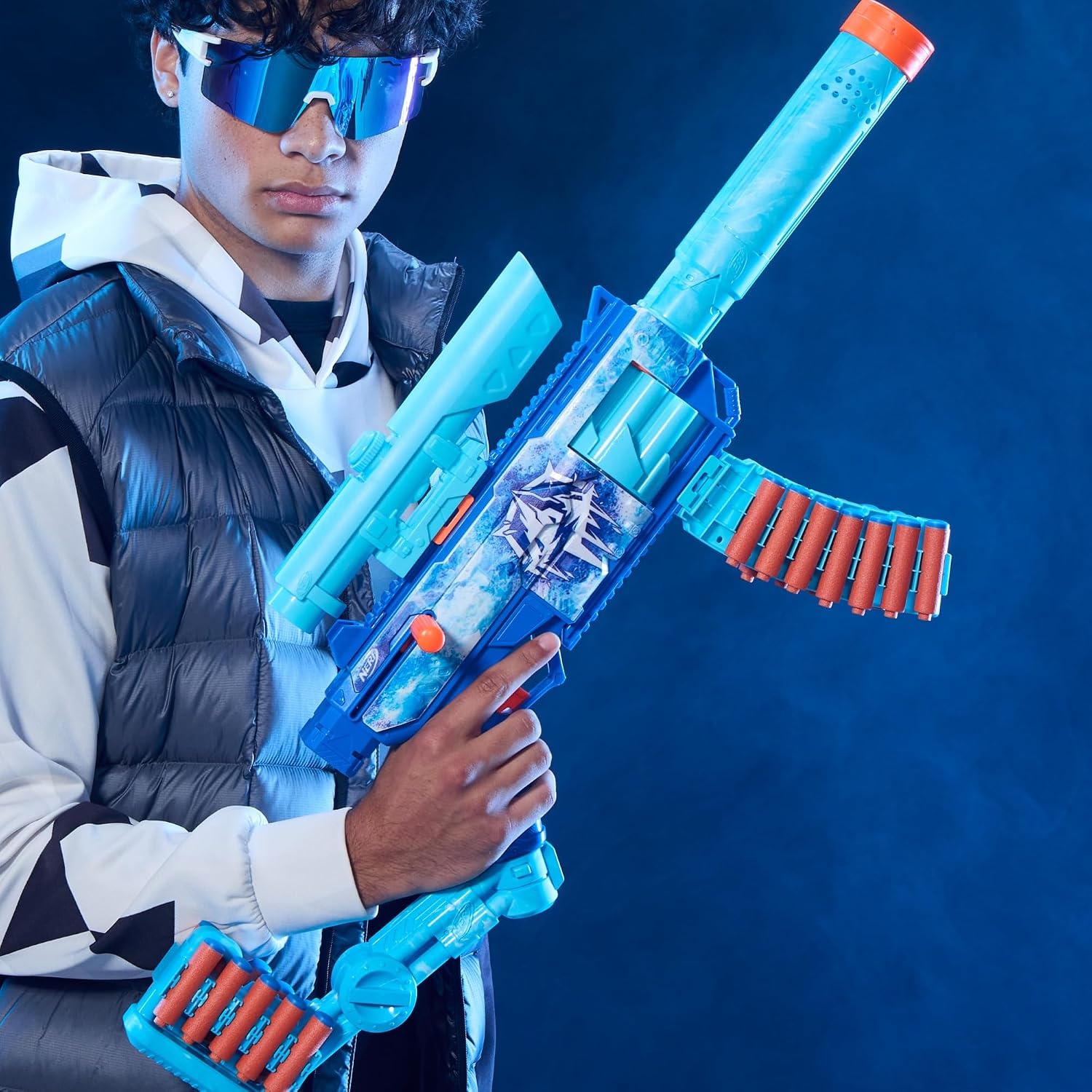image:imageNerf Loadout FrostFusion Blaster 4 Interchangeable Attachment Accessories 30 Nerf N1 Darts Kids Toys amp Gifts Ages 8 Amazon Exclusive