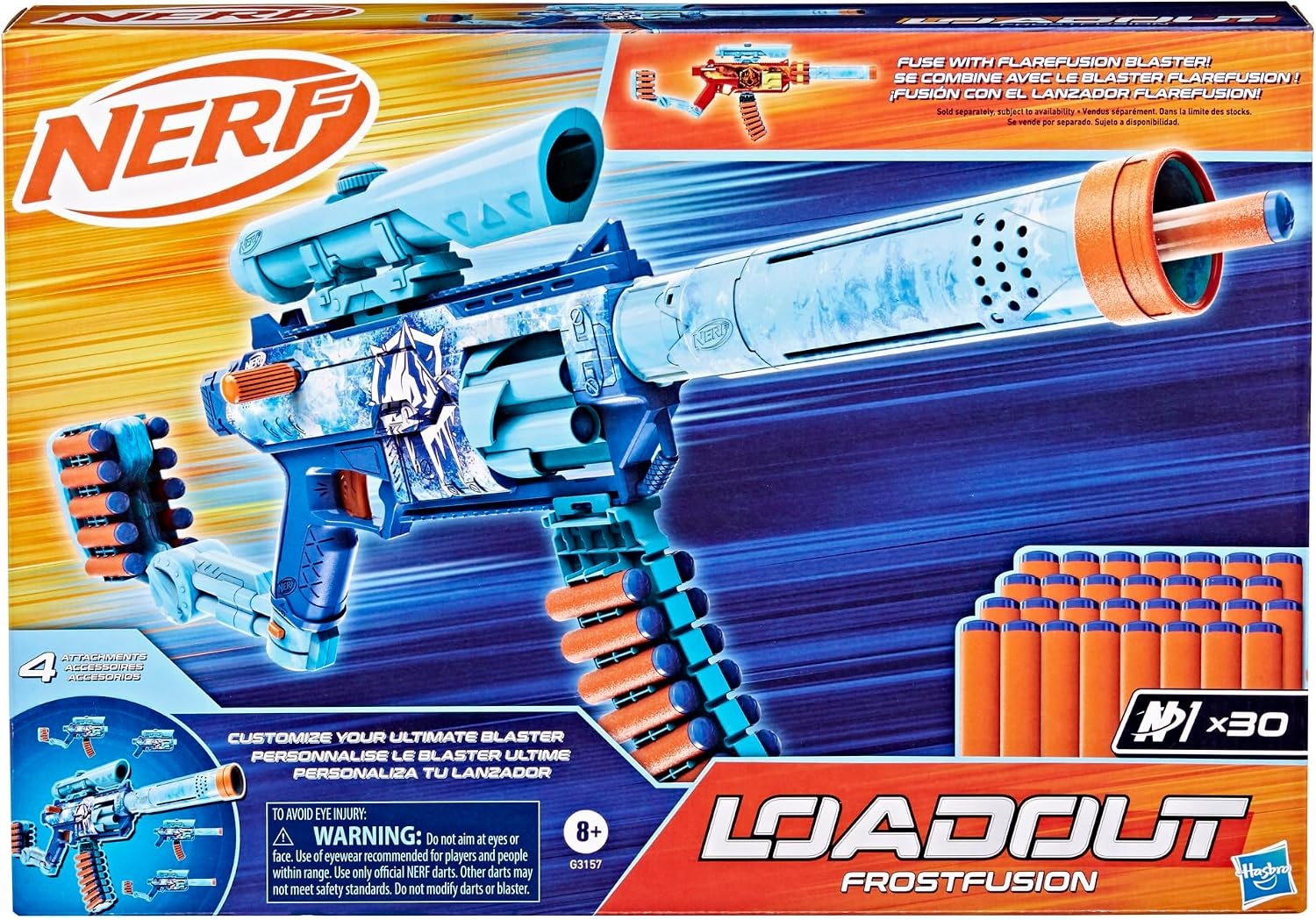 image:imageNerf Loadout FrostFusion Blaster 4 Interchangeable Attachment Accessories 30 Nerf N1 Darts Kids Toys amp Gifts Ages 8 Amazon Exclusive