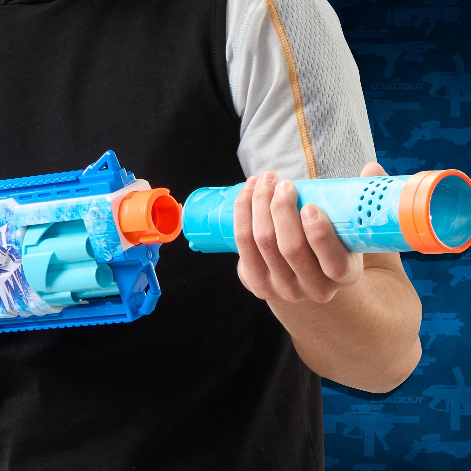 image:imageNerf Loadout FrostFusion Blaster 4 Interchangeable Attachment Accessories 30 Nerf N1 Darts Kids Toys amp Gifts Ages 8 Amazon Exclusive