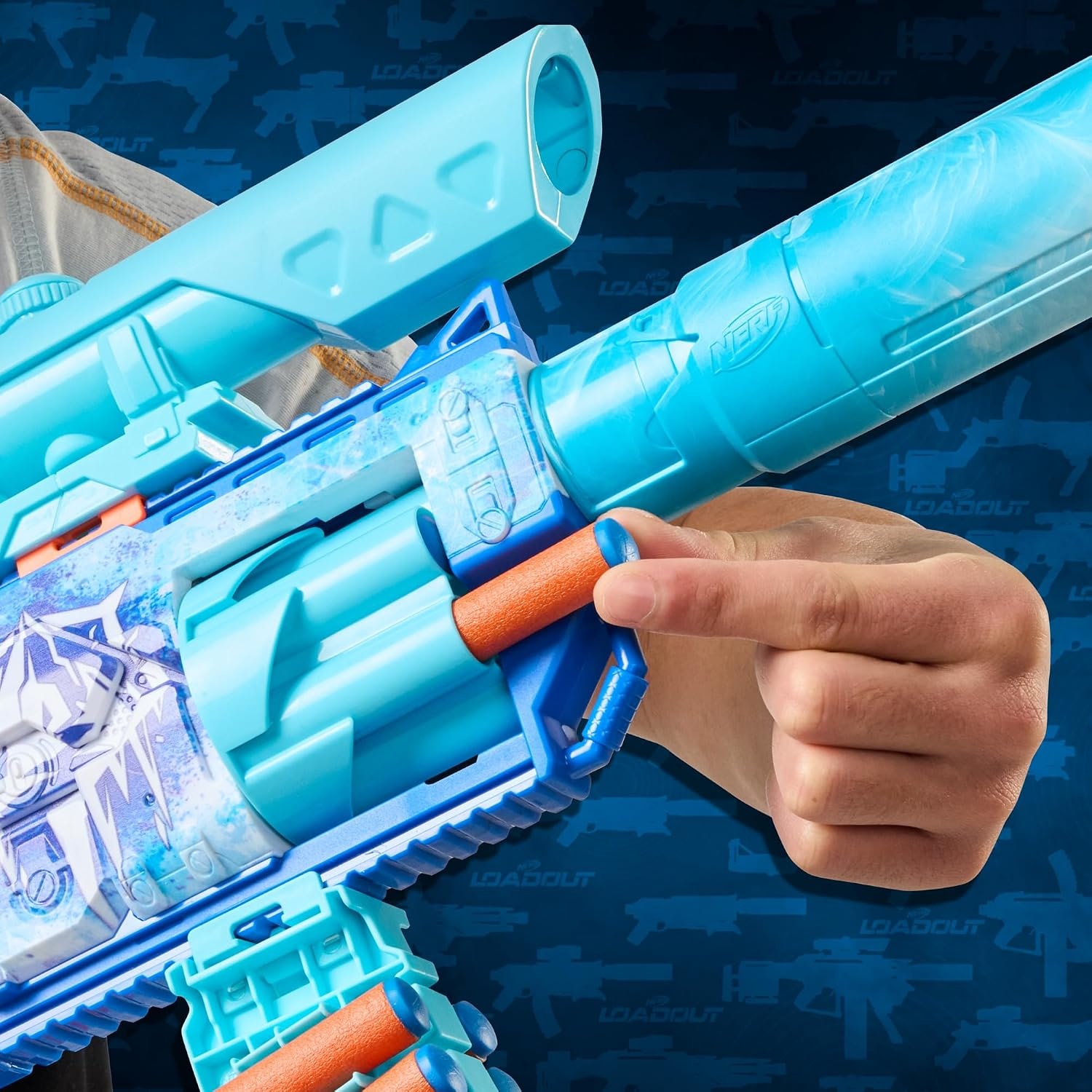 image:imageNerf Loadout FrostFusion Blaster 4 Interchangeable Attachment Accessories 30 Nerf N1 Darts Kids Toys amp Gifts Ages 8 Amazon Exclusive